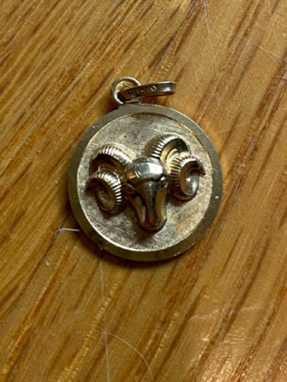 Gold Tone Ram Head Zodiac Pendant Charm